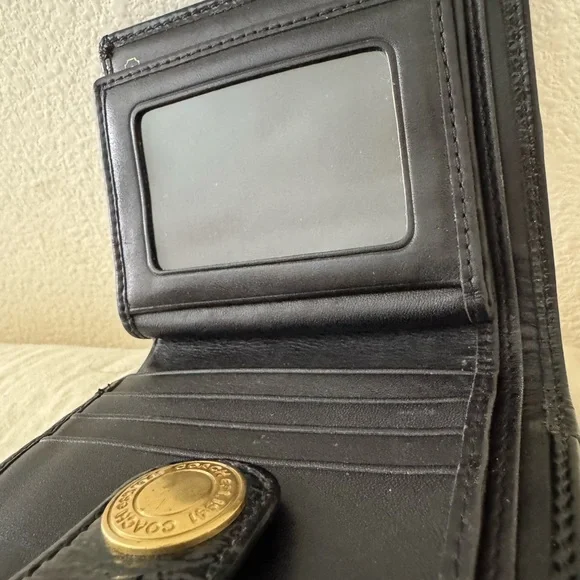 COACH Signature Logo Black Small Wallet - Picture 3 of 9